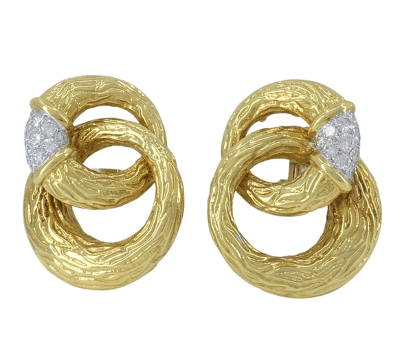 BOUCHERON - Clips d'oreilles Or Jaune, Platine et Diamants