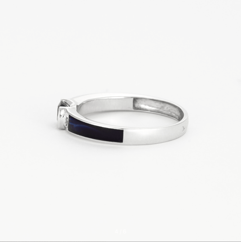 Bague 53 Bague en or gris avec saphir et diamants 58 Facettes DV4307-2