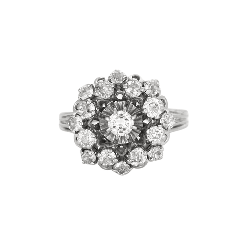 Bague 52 Bague or gris ornée de diamants 58 Facettes GU63