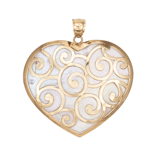 Large Heart Pendant Yellow Gold Mother-of-Pearl 58 Facettes G12708