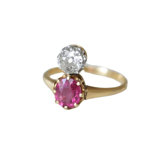 Bague 55 Bague aigrette diamant et tourmaline rose 58 Facettes