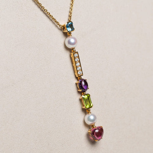 Collier Bulgari Allegra - Collier en or jaune 18 K, diamants, perles et pierres 58 Facettes 2.19017