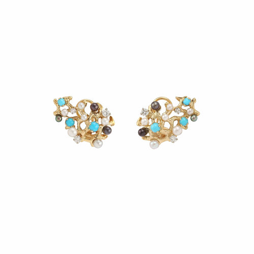 Boucles d'oreilles Gilbert Albert - Demi-parure collier plastron et clips d’oreilles en or jaune 58 Facettes BS153