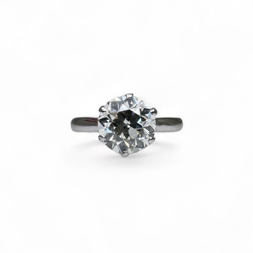 Bague 53 Bague solitaire diamant taille brillant 2,40 carats en or blanc 58 Facettes