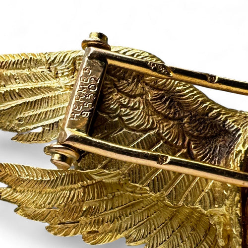 Broche Hermès - Broche « Canards » en or jaune et saphirs 58 Facettes