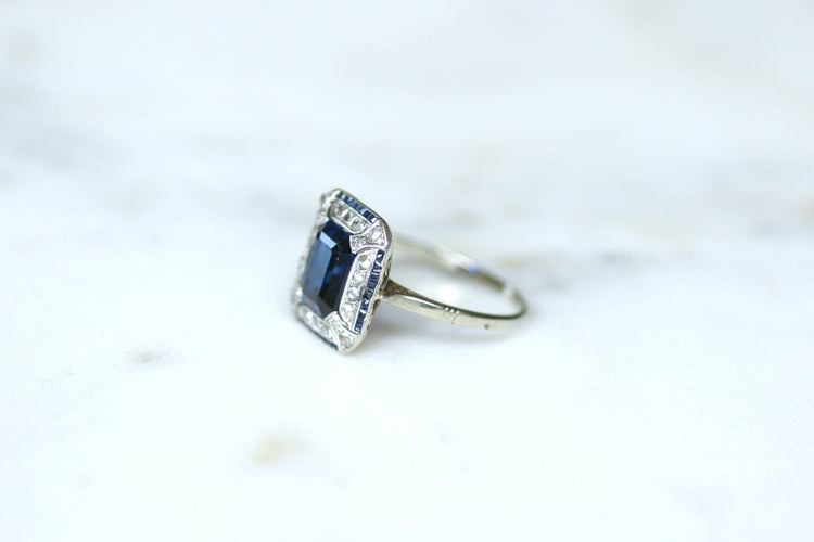 Bague 57 Bague Art Déco octogonale en or blanc 18kt et diamants 58 Facettes