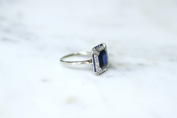 Bague 57 Bague Art Déco octogonale en or blanc 18kt et diamants 58 Facettes