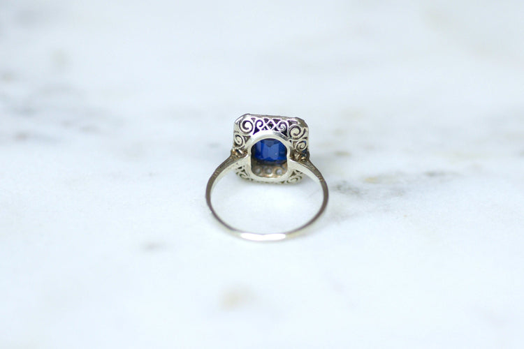 Bague 57 Bague Art Déco octogonale en or blanc 18kt et diamants 58 Facettes