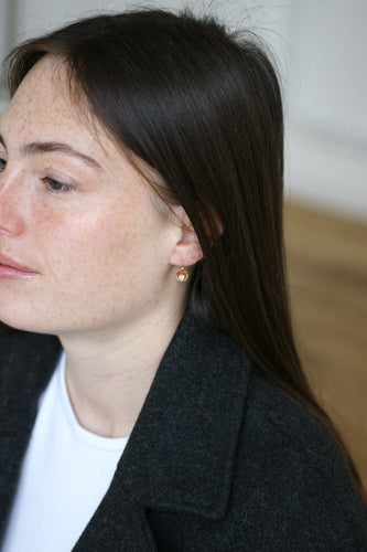 Boucles d'oreilles Boucles d'oreilles dormeuses taille ancienne coussin en or rose et diamants 58 Facettes