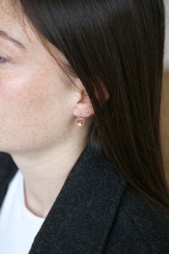 Boucles d'oreilles Boucles d'oreilles dormeuses taille ancienne coussin en or rose et diamants 58 Facettes