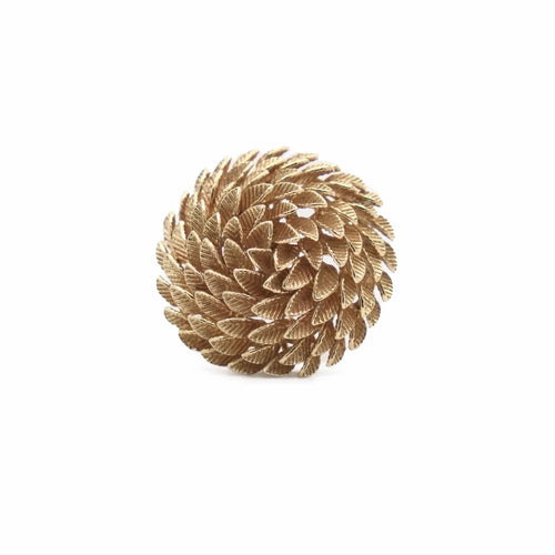 Broche Broche ronde feuillage en or jaune 14K 58 Facettes REF2310