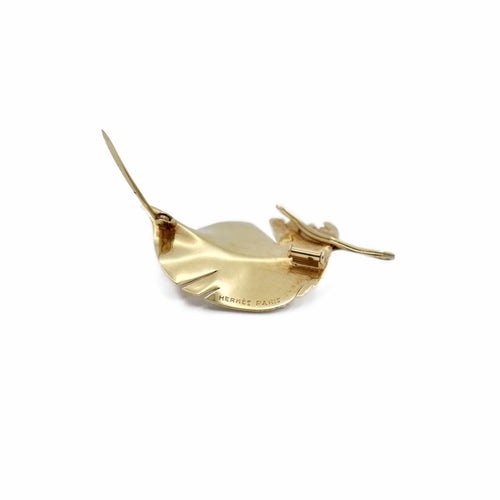 Broche Hermès « Plume » - Broche en or jaune 18k 58 Facettes REF23126CF