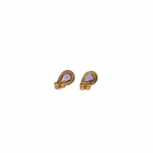 Boucles d'oreilles Clous d’oreilles goutte en or jaune 18K et améthystes 58 Facettes REF24063-226