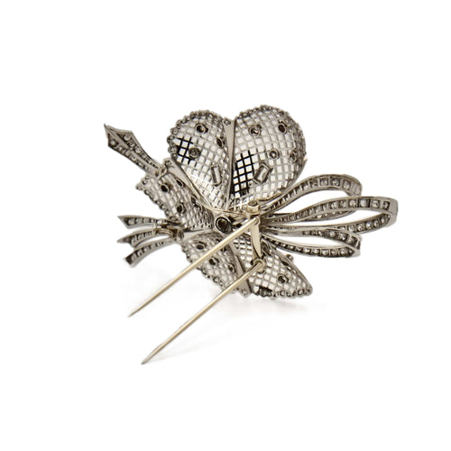 Broche Broche fleur dentelée en or 18K et 14K sertie de diamants 58 Facettes REF24101CF-264