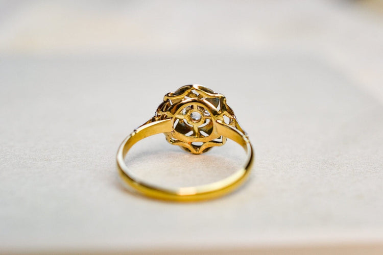 Bague 55 Bague Art Déco étoile en or jaune et or blanc et diamant 58 Facettes 3708