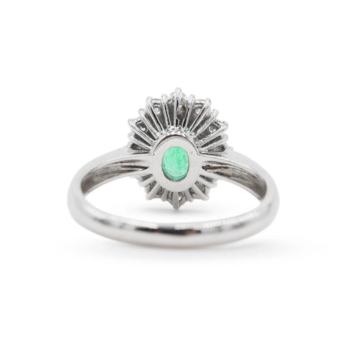 Bague 55 Bague en or blanc 18 ct avec émeraude de Colombie 1,08 ct et diamants 58 Facettes 9637