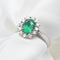 Bague 55 Bague en or blanc 18 ct avec émeraude de Colombie 1,08 ct et diamants 58 Facettes 9637