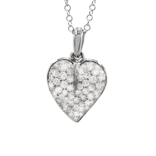 Pendentif Pendentif cœur en or blanc 18 carats et diamants 58 Facettes 5280
