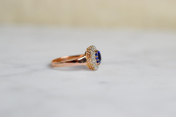 Bague 55 Bague marguerite halo de diamants en or rose 18 carats 58 Facettes 3655