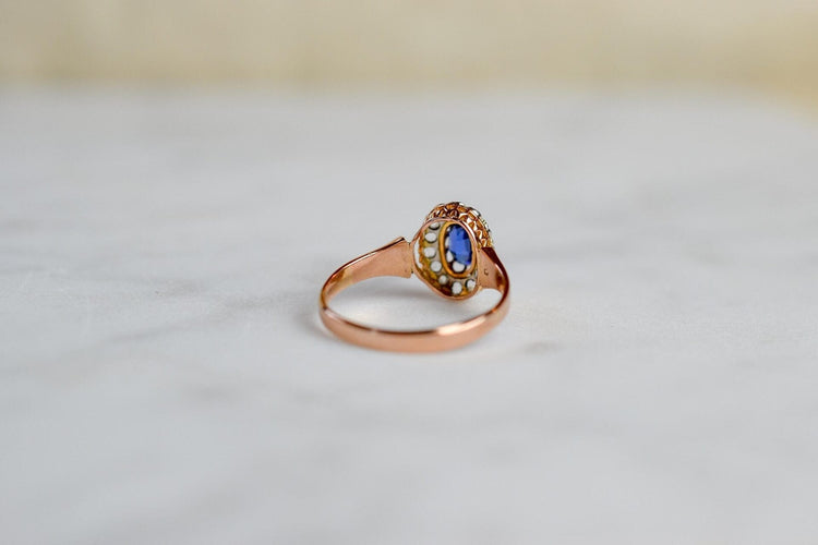 Bague 55 Bague marguerite halo de diamants en or rose 18 carats 58 Facettes 3655