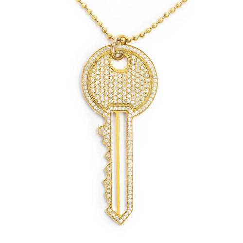 Collier Collier avec pendentif clé en or jaune 18 ct et diamants 58 Facettes 18134