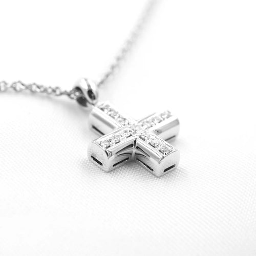 Collier Bulgari - Collier croix en or blanc 18 ct et diamants 58 Facettes 16211