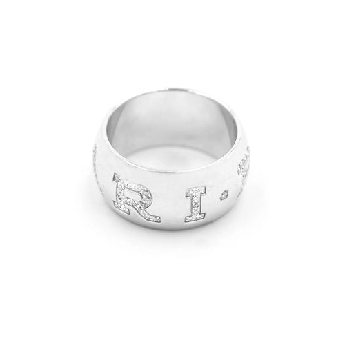 Bague 54 Bulgari Monologo - Bague en or blanc 18 ct et diamants 58 Facettes 8947