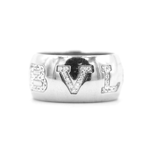 Bague 54 Bulgari Monologo - Bague en or blanc 18 ct et diamants 58 Facettes 8947