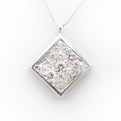 Collier Collier - Pendentif losange en or blanc 18 carats et diamants 0,50 ct 58 Facettes 22321