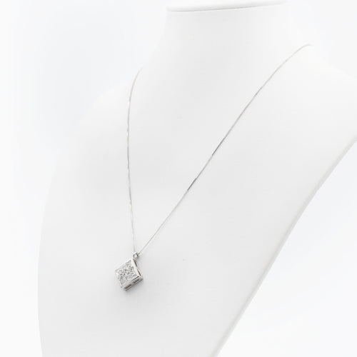 Collier Collier - Pendentif losange en or blanc 18 carats et diamants 0,50 ct 58 Facettes 22321