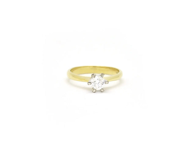 Bague 53 Bague solitaire - Diamant 0,50 ct en or jaune 18 kt 58 Facettes 14498