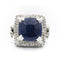 Anello Squadrato in Oro 8 Carati e Argento con Lapis e Diamanti Rosetta 0,80 ct 58 Facettes 22304