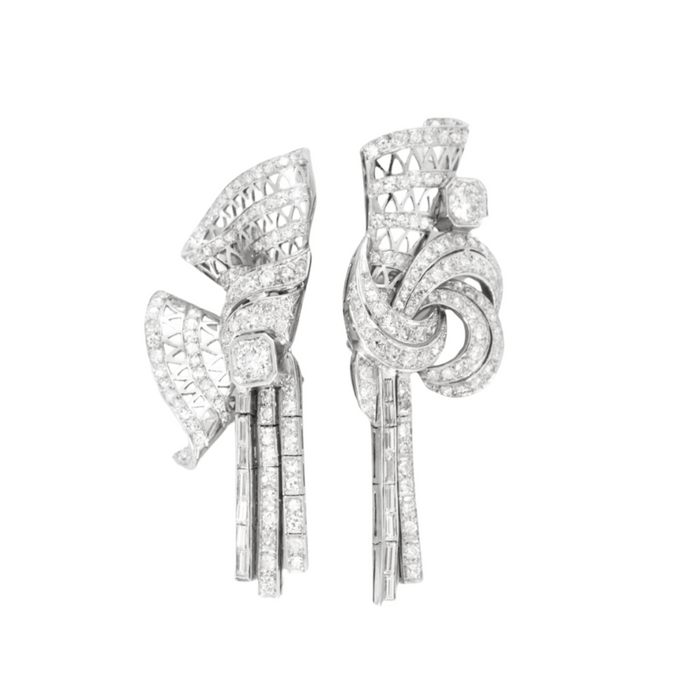 Boucles d'oreilles Boucles d'oreilles platine habillées de diamants 58 Facettes AB34