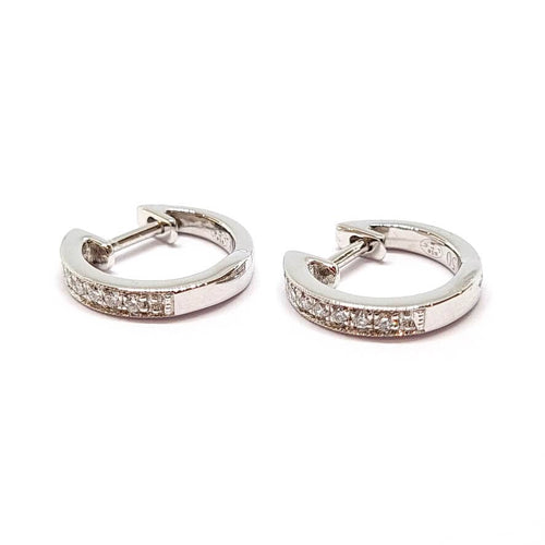 Boucles d'oreilles Boucles d'oreilles créoles or blanc diamants 58 Facettes