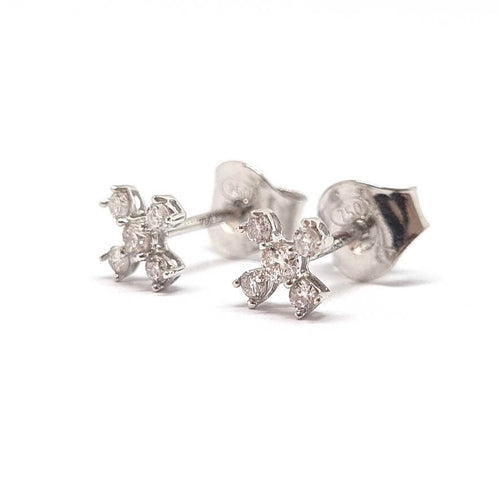 Boucles d'oreilles Boucles d'oreilles croix diamants or blanc 58 Facettes