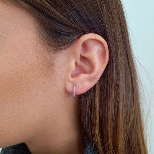 Boucles d'oreilles Boucles créoles diamants or blanc 58 Facettes