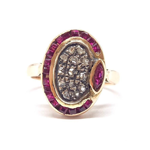 Bague 55 Bague rubis diamants or rose 58 Facettes