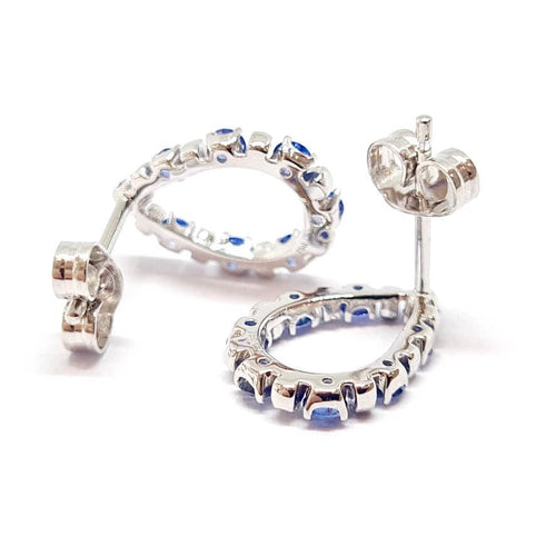 Boucles d'oreilles Boucles d’oreilles poire en or blanc 18 carats, saphirs et diamants 58 Facettes