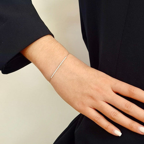 Bracelet Bracelet barrette or blanc diamants 58 Facettes