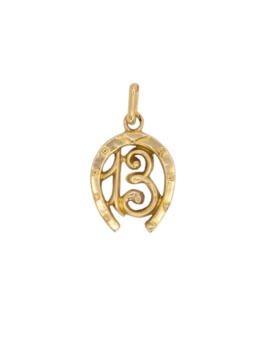 Pendentif Médaille vintage 13 porte bonheur or jaune 58 Facettes 1087.6