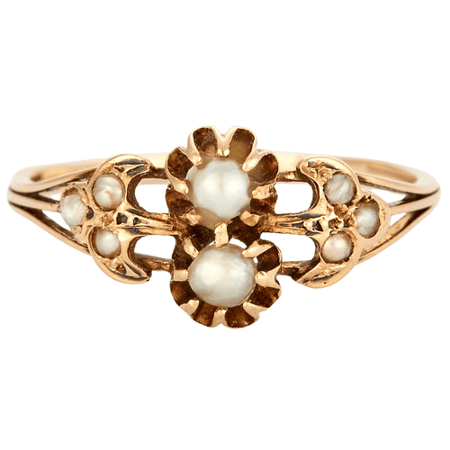 Bague 53 Bague ancienne en or jaune et perles 58 Facettes DV0608-4