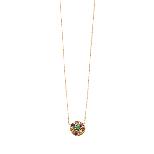 Necklace Rose gold necklace set with multi-colored sapphire 58 Facettes