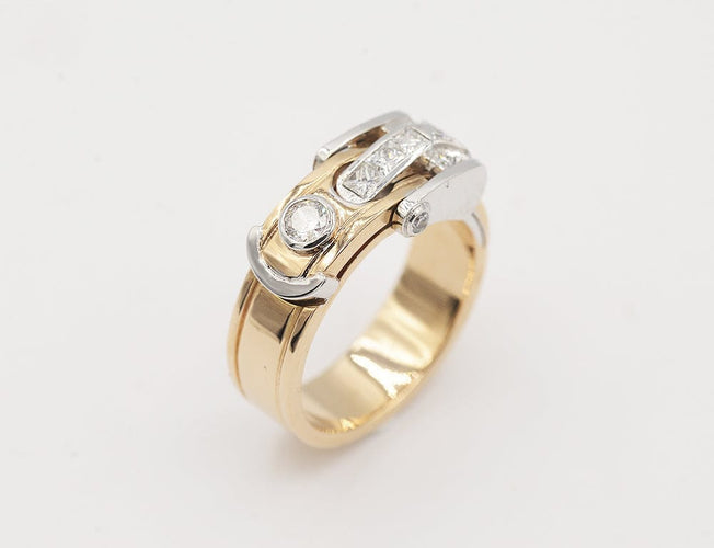 Bague 55 Bague « Ceinture » en or rouge 750 et diamants 58 Facettes F1376 F1382