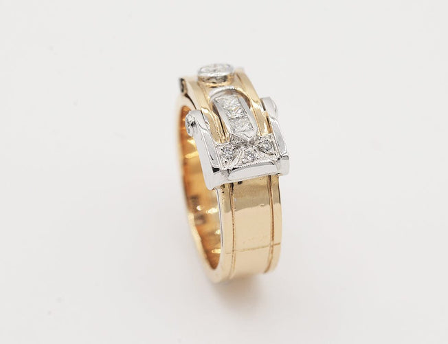 Bague 55 Bague « Ceinture » en or rouge 750 et diamants 58 Facettes F1376 F1382