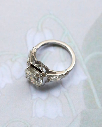 Bague 53 Bague solitaire carré en or blanc et diamant 3,46 ct G-SI2 58 Facettes F1943 A9959 C1897B