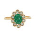 Ring 59 Yellow Gold Ring - Emerald and Diamonds 58 Facettes REF 10006/13