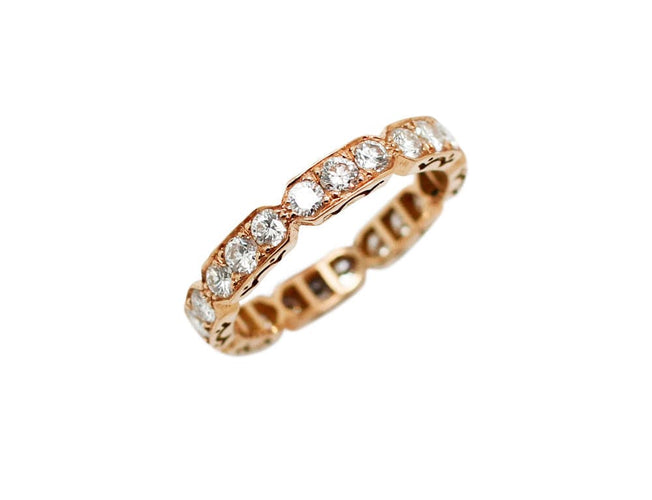 Bague 51 Alliance « Ruban pincé » en or rose et diamants 1,24 ct 58 Facettes F585