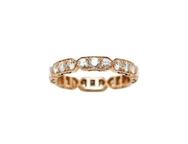 Bague 51 Alliance « Ruban pincé » en or rose et diamants 1,24 ct 58 Facettes F585