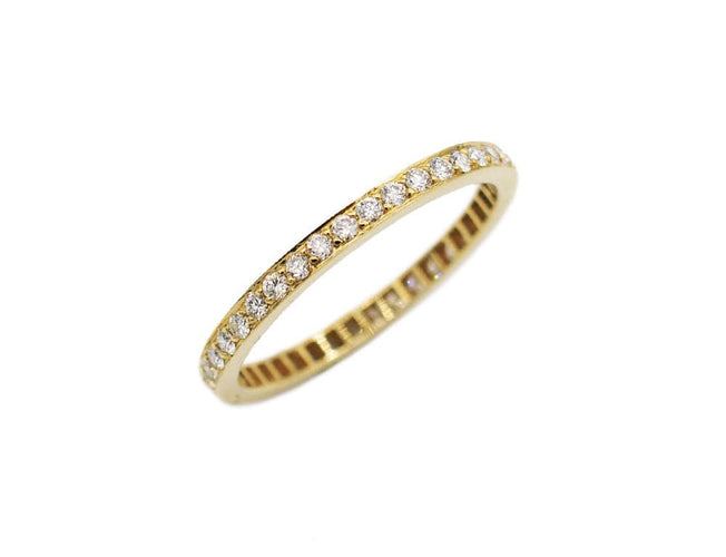 Bague 55 Alliance tour complet sertie de diamants en or jaune 18k 58 Facettes F716