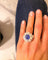 Bague 55 Bague cocktail en or gris 18k, saphir cabochon et diamants 58 Facettes